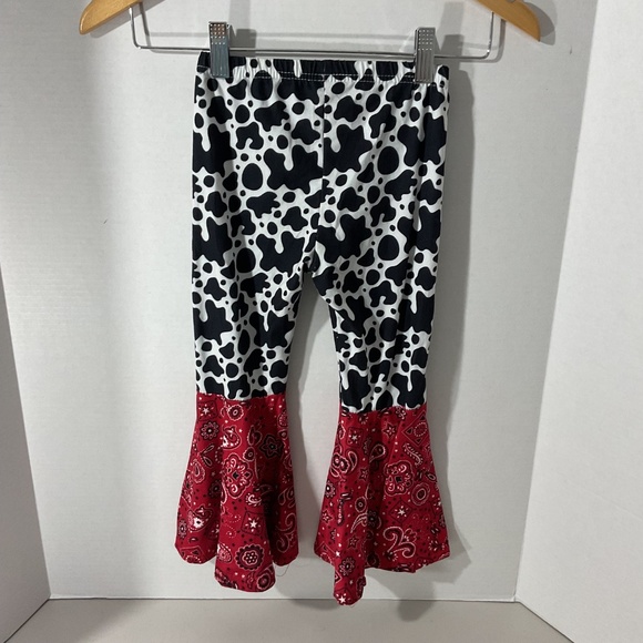 Toddler Cow Print Bell Bottom Pants Size 3T-4T - Picture 4 of 8